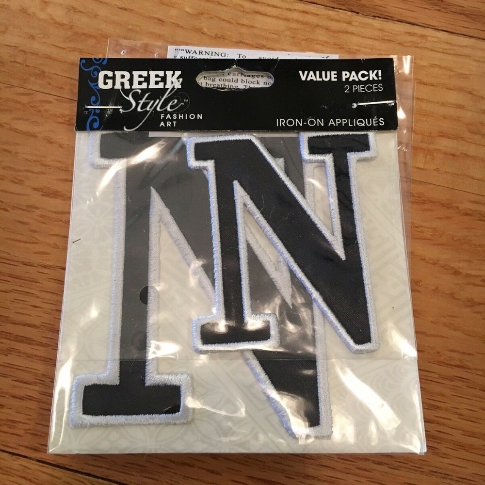 Greek Style Fashion Art Iron-On Greek Letter N, Nu